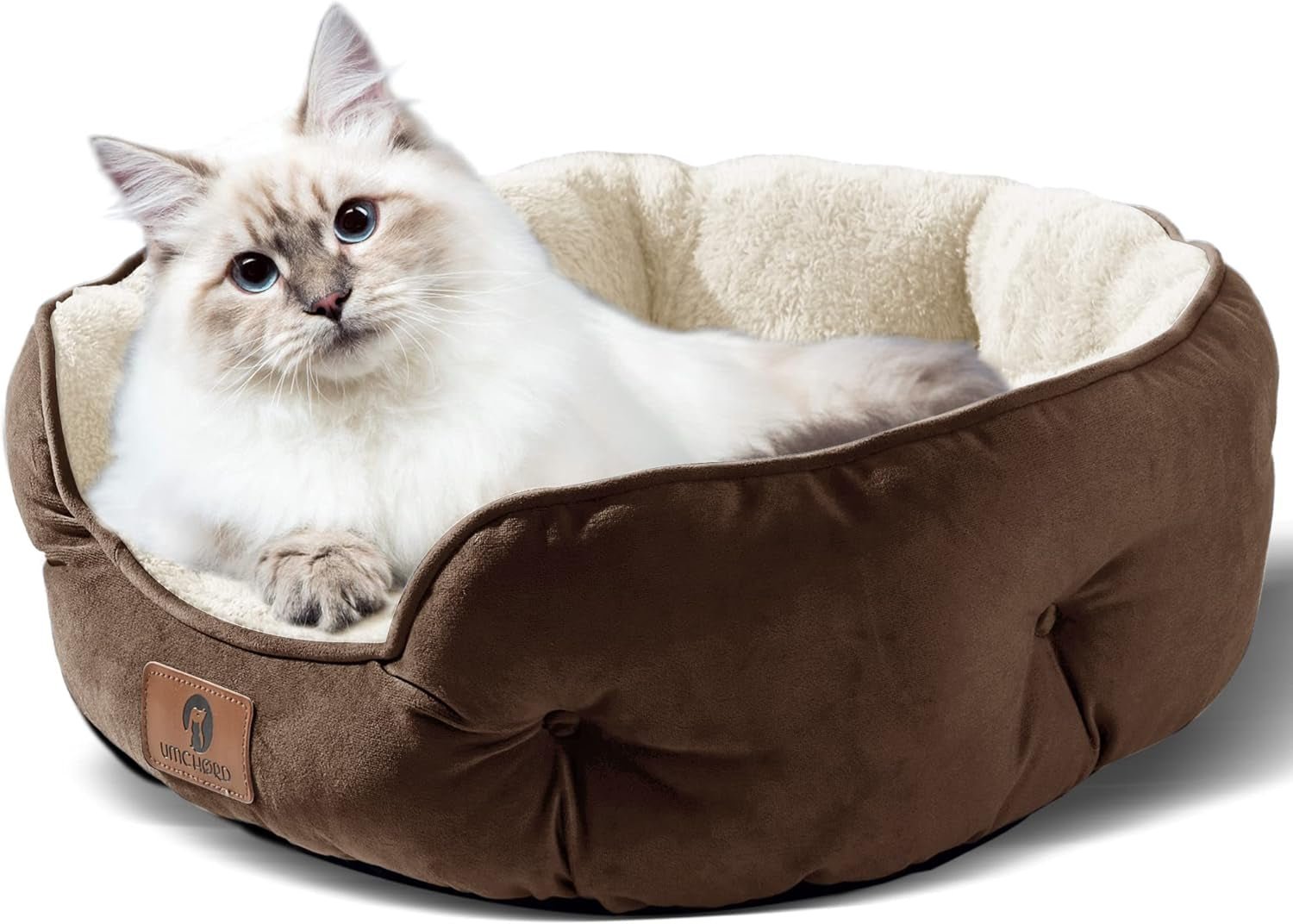 Small Dog Bed for Small Dogs, Cat Beds for Indoor Cats, Pet Bed for Puppy and Kitty, Extra Soft & Machine Washable with Anti - Slip & Water - Resistant Oxford Bottom, Brown, 20 Inches - Eco and More Pet Store