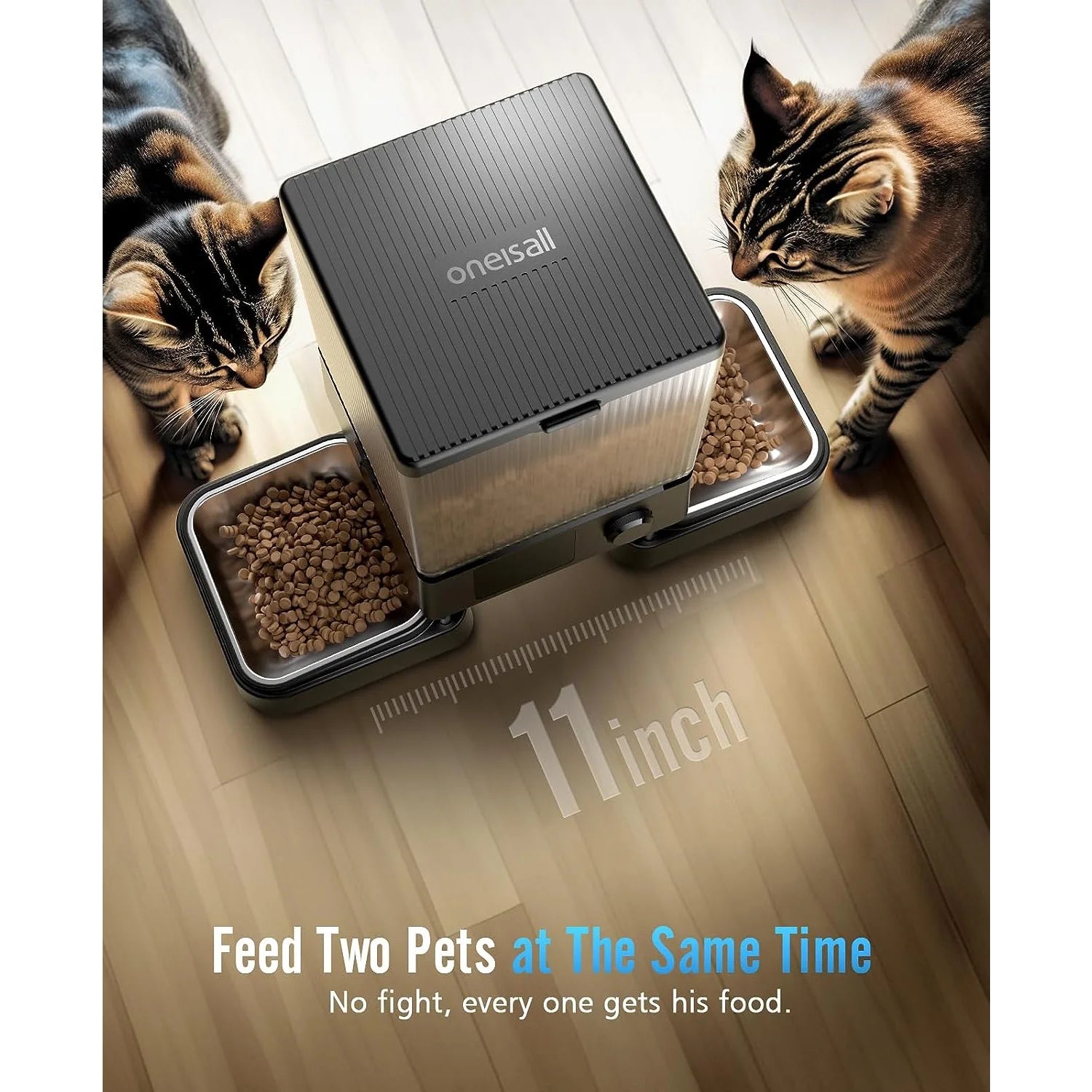 Smart 5L Automatic Pet Feeder - WiFi & App - Controlled Double Bowl Dispenser for Cats & Small Dogs | Timed Feeding with Desiccant Bag | PFD - 002 PRO - Sleek Black Design - Eco and More Pet Store