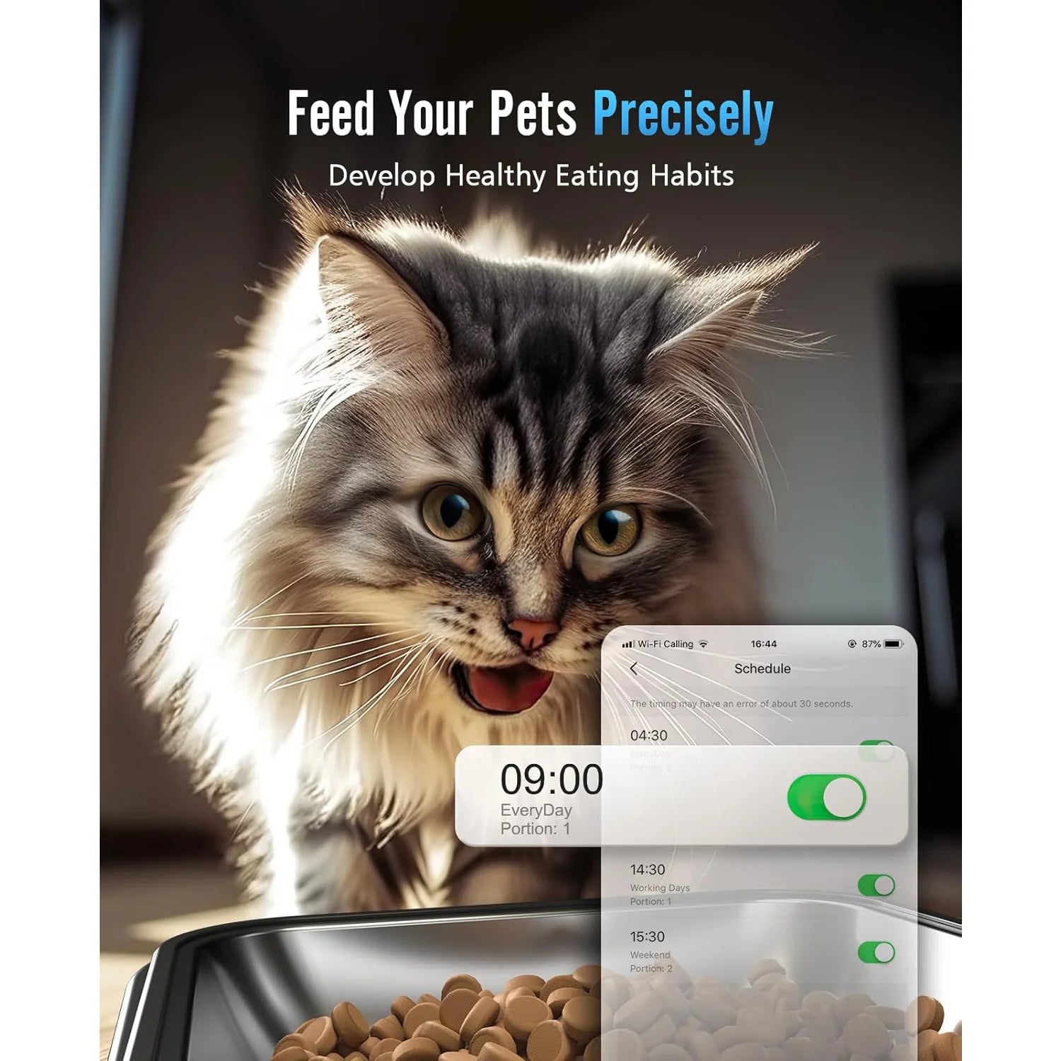 Smart 5L Automatic Pet Feeder - WiFi & App - Controlled Double Bowl Dispenser for Cats & Small Dogs | Timed Feeding with Desiccant Bag | PFD - 002 PRO - Sleek Black Design - Eco and More Pet Store