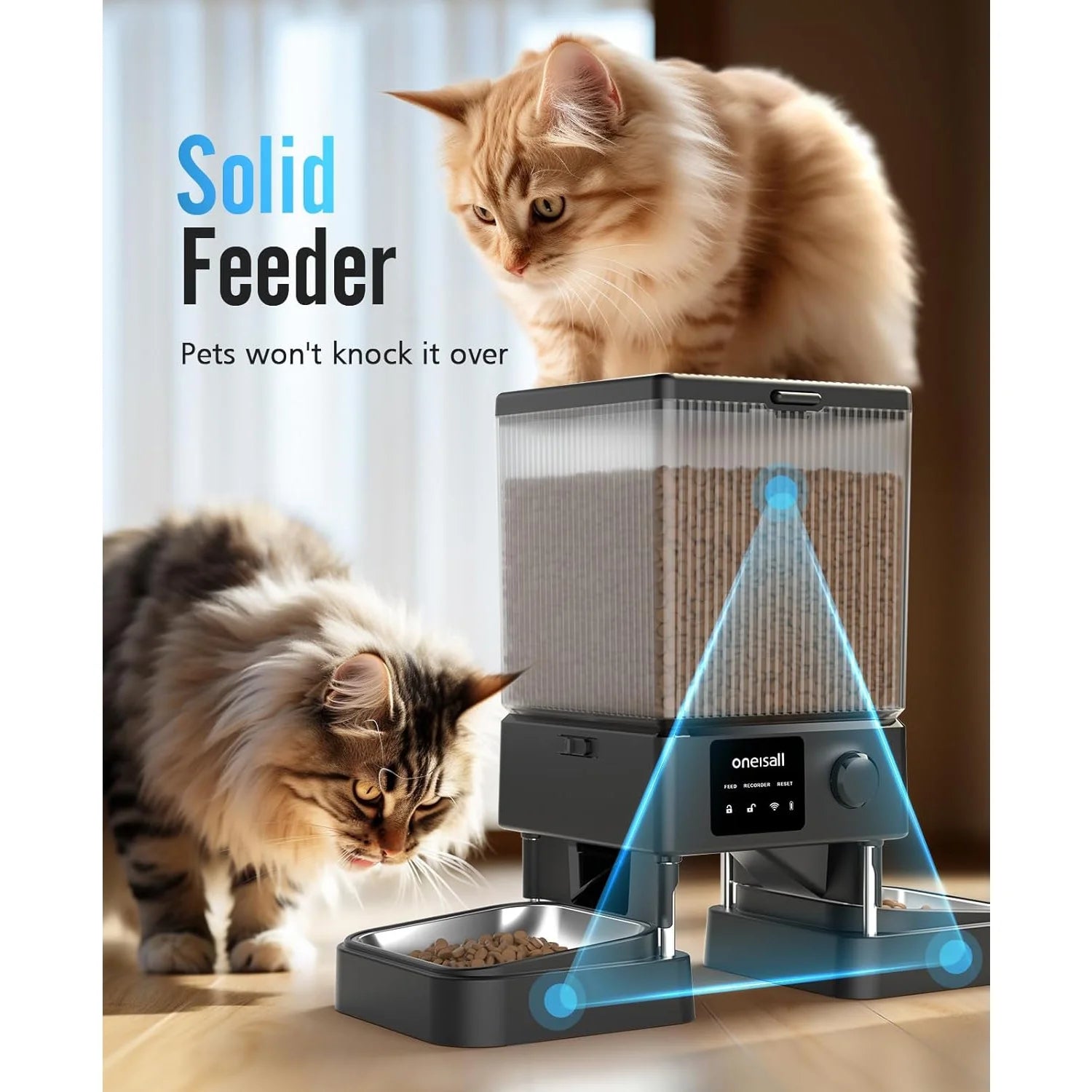 Smart 5L Automatic Pet Feeder - WiFi & App - Controlled Double Bowl Dispenser for Cats & Small Dogs | Timed Feeding with Desiccant Bag | PFD - 002 PRO - Sleek Black Design - Eco and More Pet Store