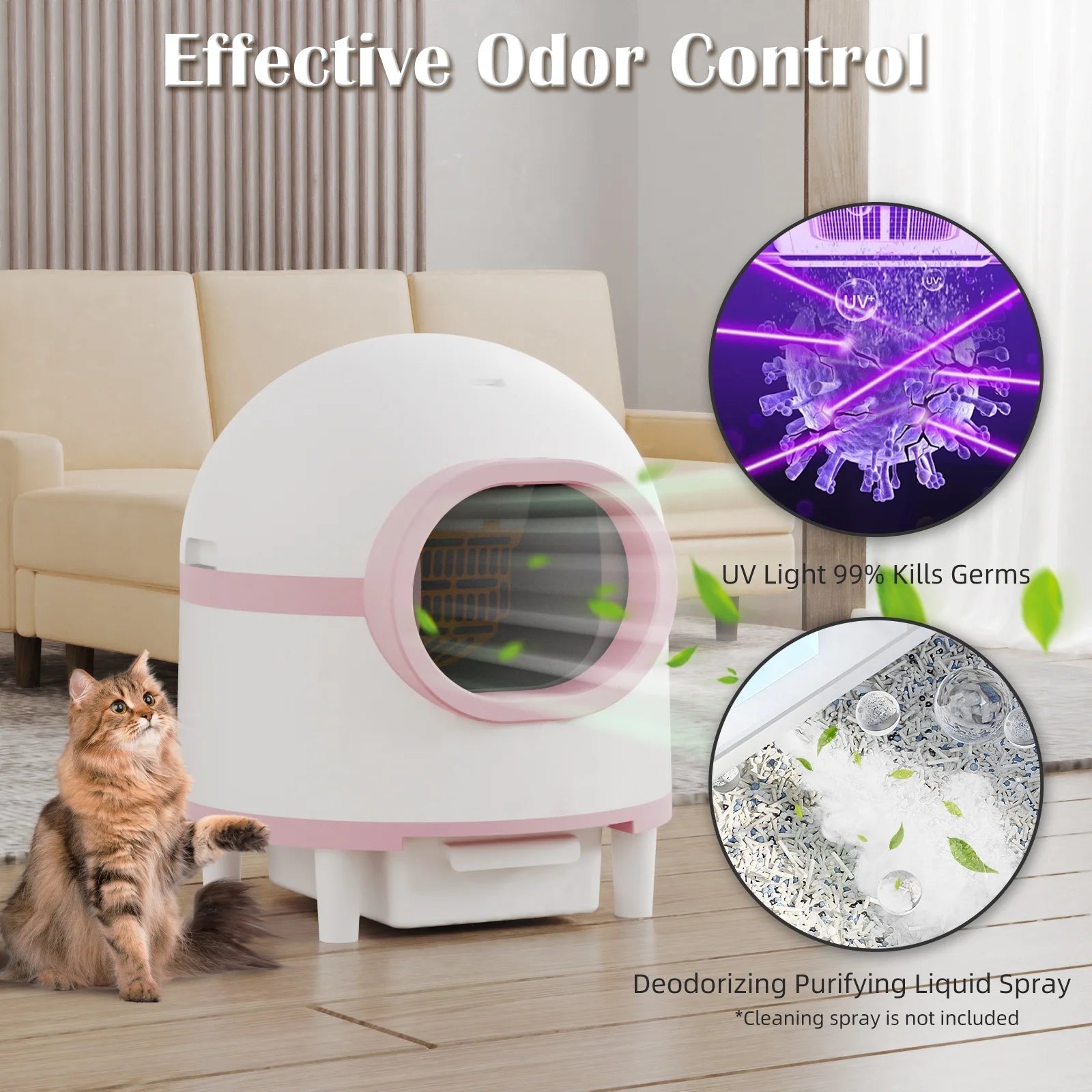 "Smart Self - Cleaning Cat Litter Box with APP Control | Odor - Free & Safe for Multiple Cats | Stylish Pink Design" - Eco and More Pet Store