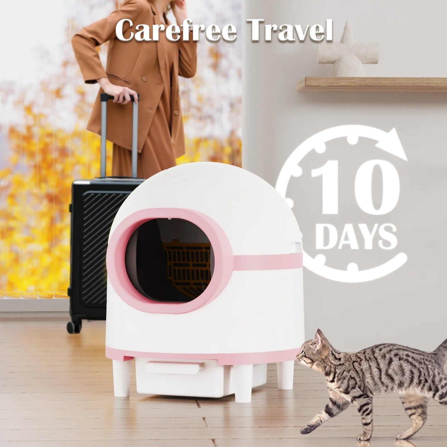 "Smart Self - Cleaning Cat Litter Box with APP Control | Odor - Free & Safe for Multiple Cats | Stylish Pink Design" - Eco and More Pet Store