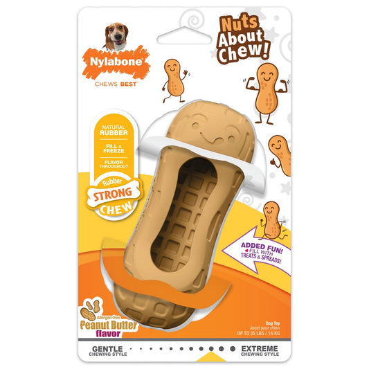 Strong Chew Fillable Peanut Dog Toy, Rubber, Peanut Butter Medium/Wolf - up to 35 Lbs. (1 Count) - Eco and More Pet Store