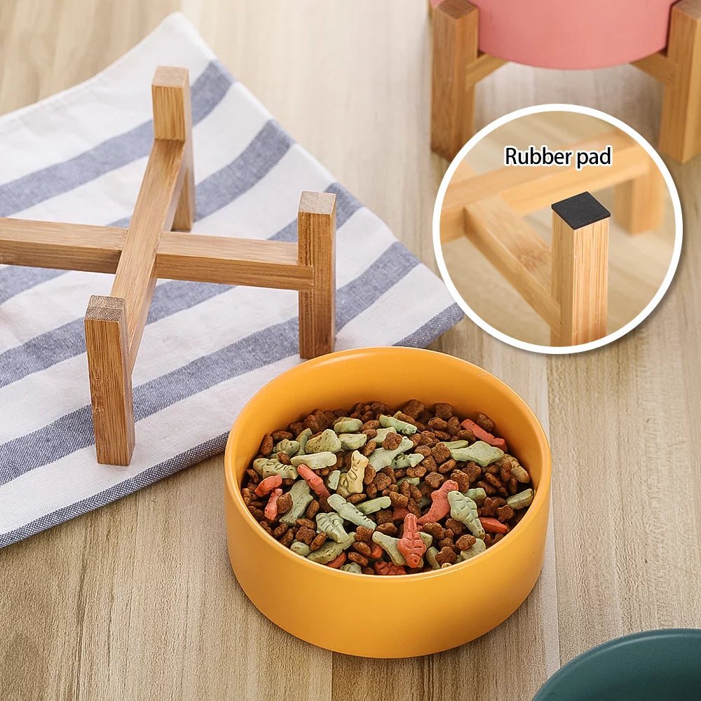 Stylish Elevated Cat & Small Dog Bowl – Ceramic Food Dish with Anti - Slip Stand – Raised Design to Prevent Vomiting – 400 ML (13.5 OZ) for Cats and Small Dogs - Eco and More Pet Store