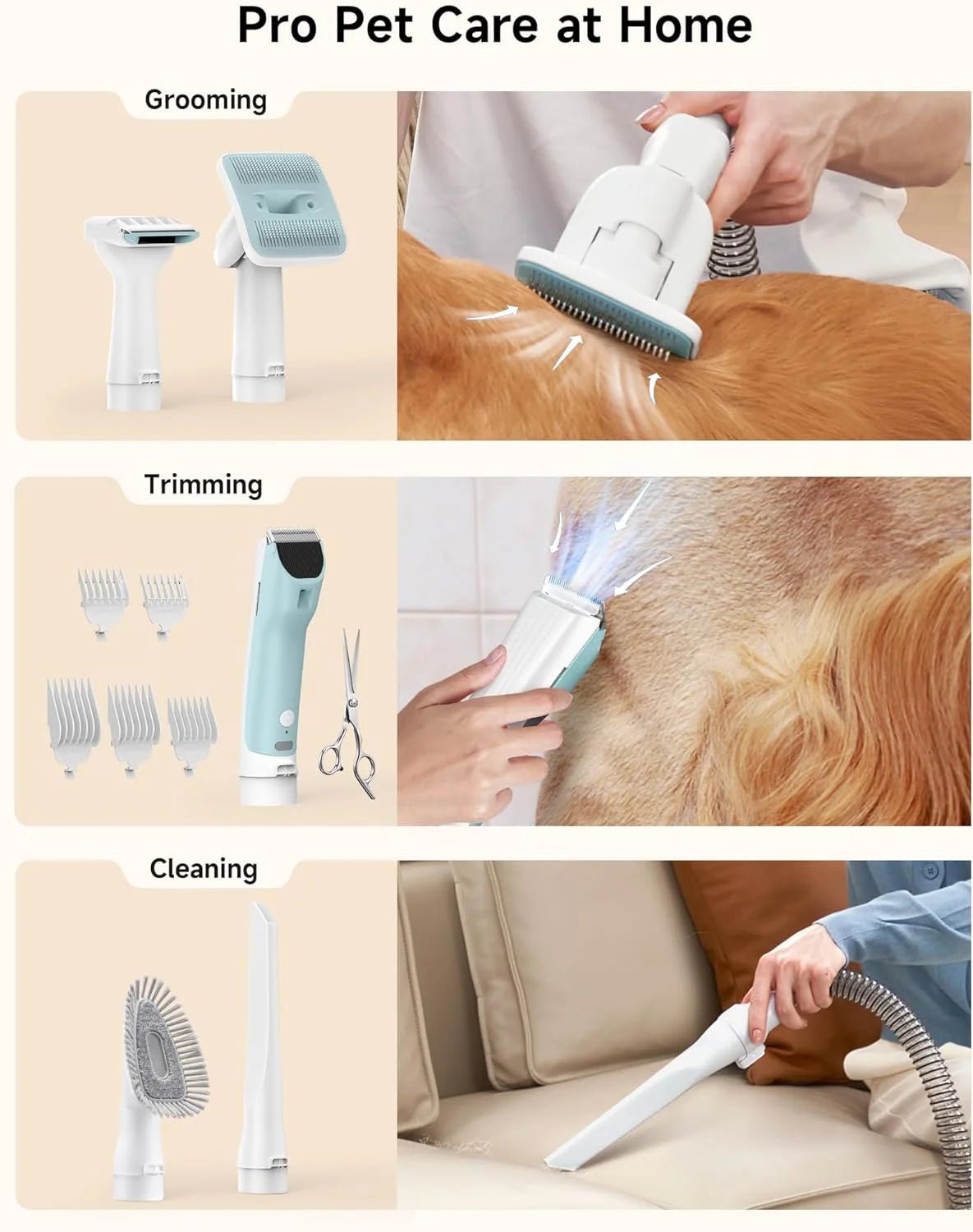 Ultimate Pet Grooming Kit - Dog Clippers & Vacuum Combo with High - Power Suction | Effortless Grooming Solution for Dogs & Cats - Eco and More Pet Store