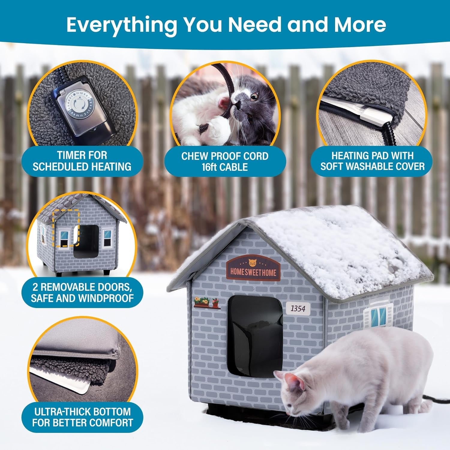 Weatherproof Heated Cat House for Outdoor Cats in Winter - Easy to Assemble Outdoor Heated Cat House - Eco and More Pet Store