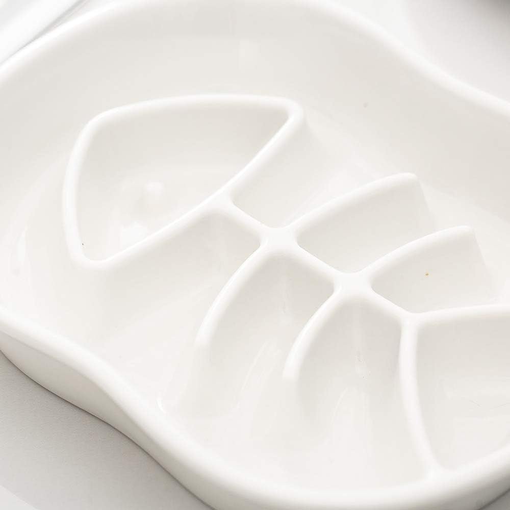 White Ceramic Slow Feeder Dog Bowls Cat Bowl - Ceramic Fun Interactive Feeder Bloat Stop Cat Bowl Preventing Feeder anti Gulping Healthy Eating Diet Pet Bowls against Bloat, Indigestion and Obesity - Eco and More Pet Store