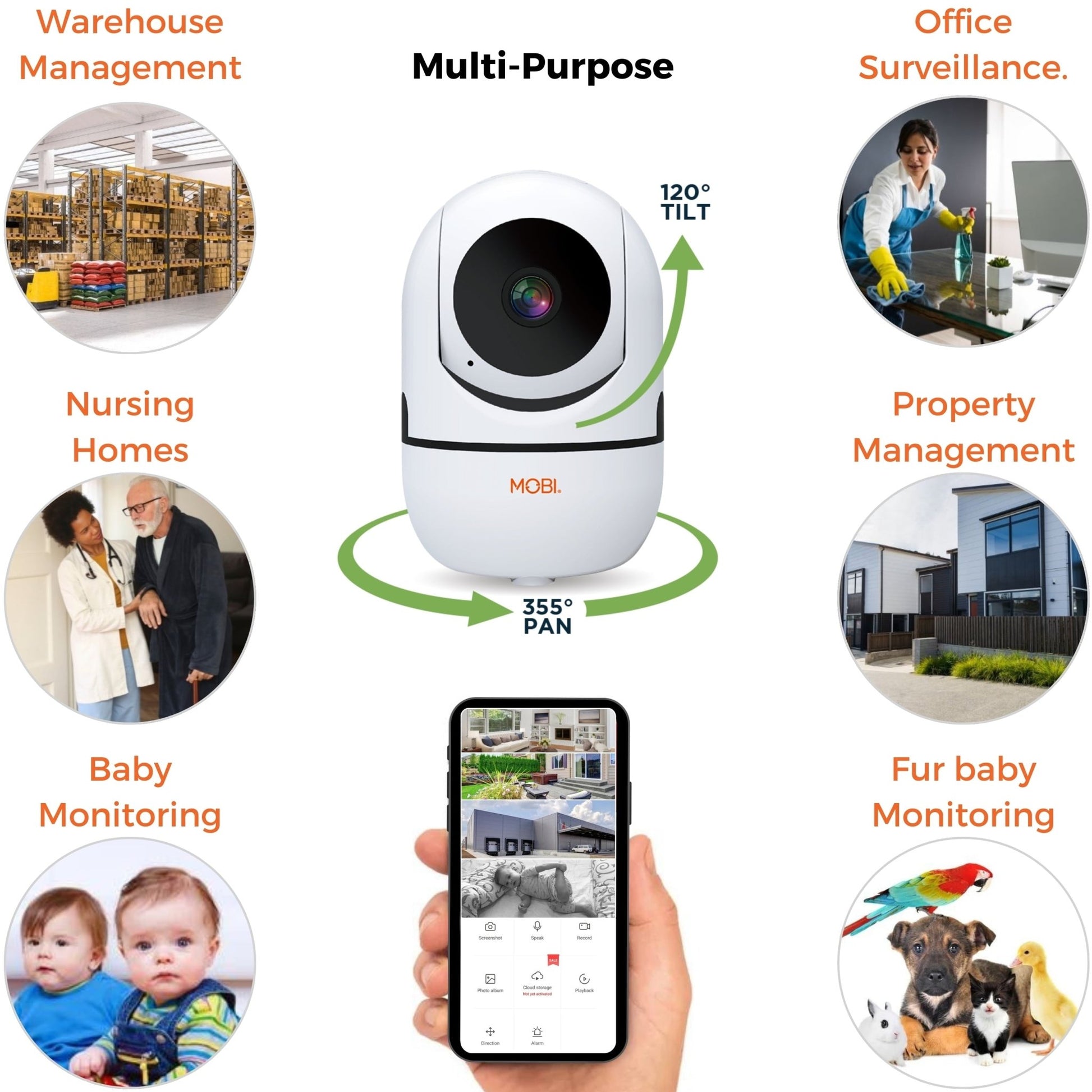 Wi - Fi Pan & Tilt Smart Nursery Monitoring Camera, Baby Video Monitor, Night Vision, Motion Detection, Full HD, Two - Way Audio, Remote View & Recording with Free Smart App - Eco and More Pet Store