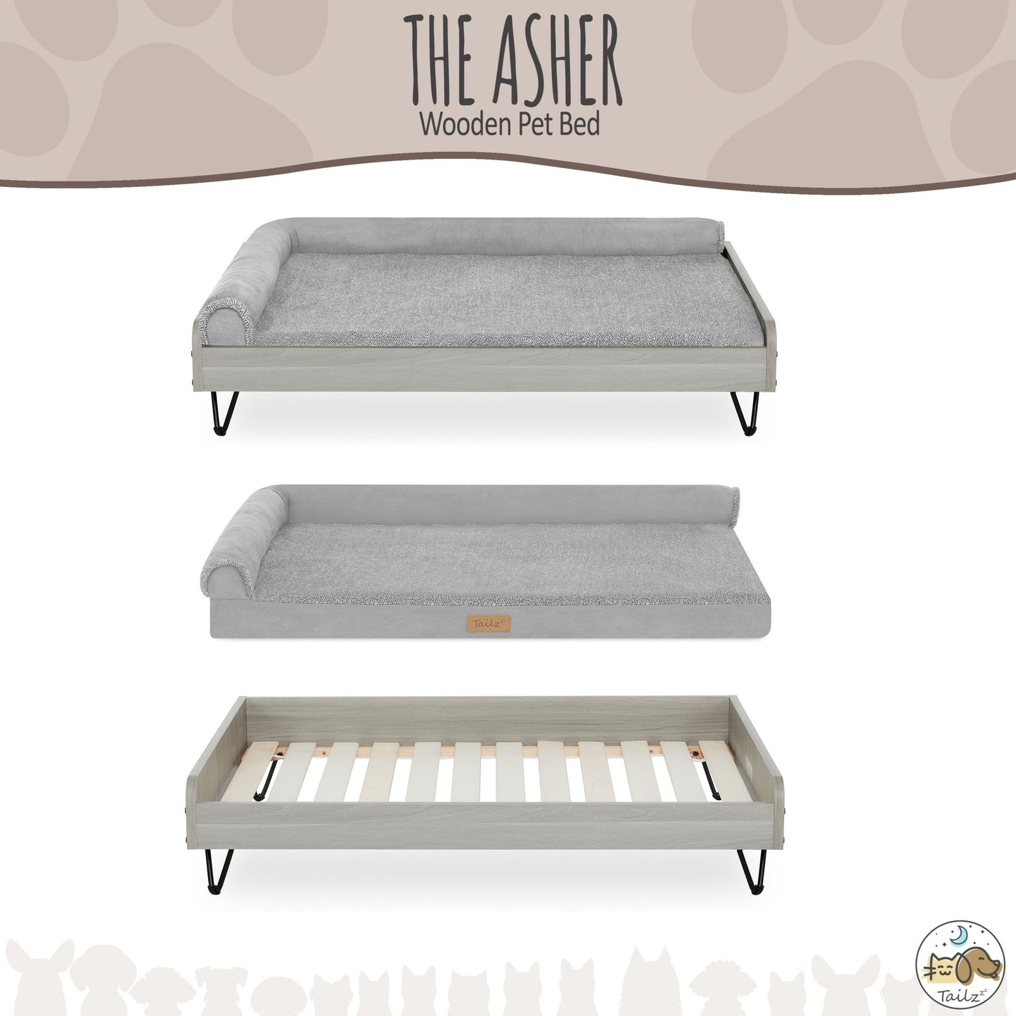 Wooden Pet Bed with Mattress | Large to Extra Large Pet Bed with Mattress | Elevated Pet Bed | Greenguard Gold Certified Wooden Pet Bed - Eco and More Pet Store DBA Overseen