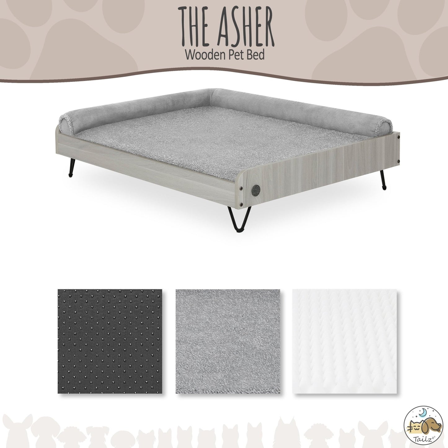 Wooden Pet Bed with Mattress | Large to Extra Large Pet Bed with Mattress | Elevated Pet Bed | Greenguard Gold Certified Wooden Pet Bed - Eco and More Pet Store DBA Overseen