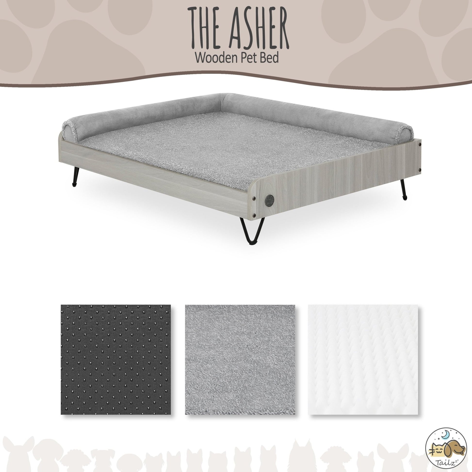 Wooden Pet Bed with Mattress | Large to Extra Large Pet Bed with Mattress | Elevated Pet Bed | Greenguard Gold Certified Wooden Pet Bed - Eco and More Pet Store DBA Overseen